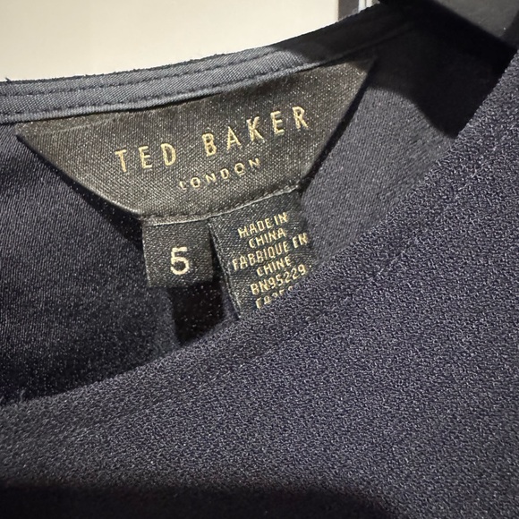 Ted Baker Dark Blue Long Sleeve Dress with Belt - Picture 3 of 7